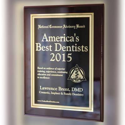 Brent Dental Arts proudly voted one of America's Best Dentists 2015