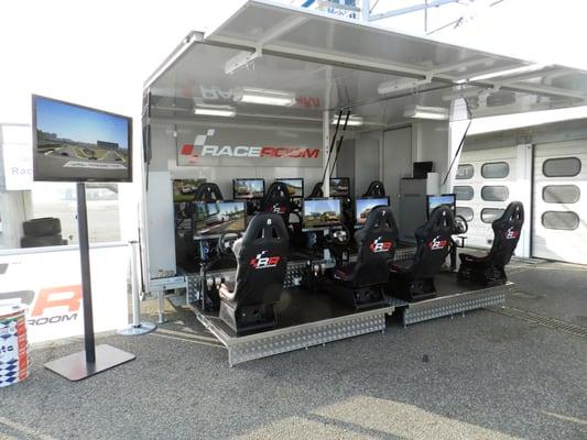 RaceRoom is the ultimate in event entertainment! Have this Mobile RaceRoom at your next event!