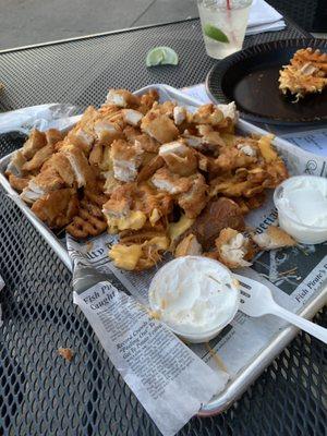 The driest, blandest "nacho waffle fries". (No bacon).