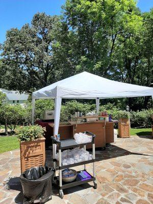 Safety measures in place at the outdoor poolside bar