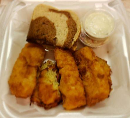 The cod fish fry, why did they break my potato pancake.