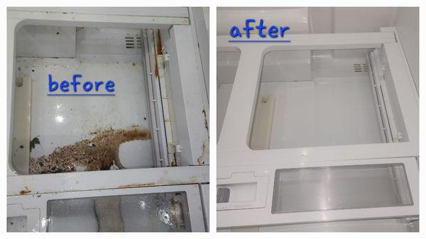 Before and after refrigerator cleaning