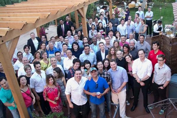 Dr. Proussaefs with colleagues at a Loma Linda University social event.