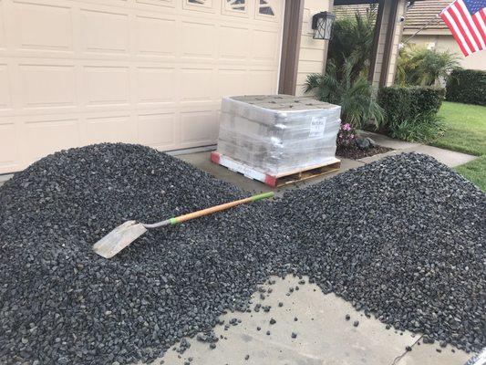 My last order of block and rock expertly placed in my drive way.