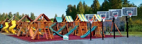 Eastern Jungle Gym cedar swing sets & Goalsetter in-ground basketball systems at the Best in Backyards superstore in New Windsor, New York.