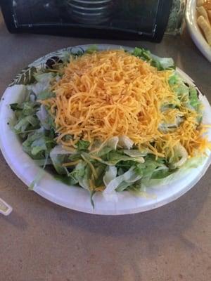 Ground beef chalupa.  Maybe??? There was tasteless and cold meat and a tortilla under all that lettuce and cheese though!