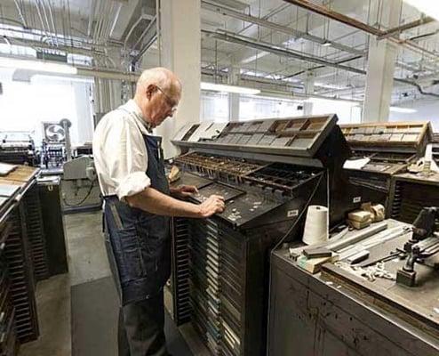 Andrew Hoyem in the composing room