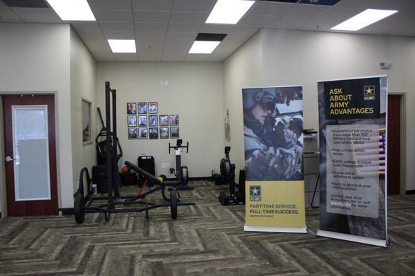 Check out our gym set up. Applicants planning to join the Army can come use are equipment during office hours.