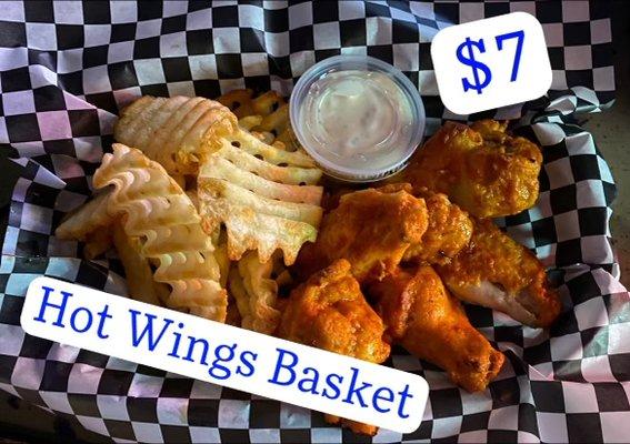 6 Original Buffalo Wings with Waffle Fry's Basket just $7