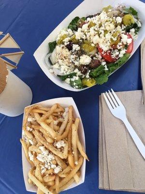 greek salad and fries