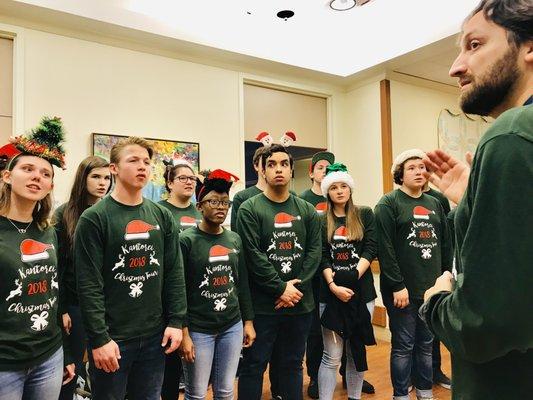 Pearland High School's Kantorei Choir performs choral and Christmas music at Houston Hospice for patients and staff.