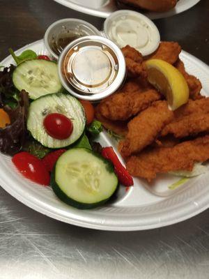 Season Lemon Fried Fish serve with Garden Salad