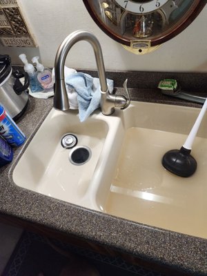 Clogged kitchen sink