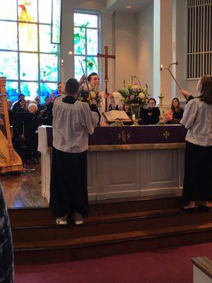 Preparing the altar for worship