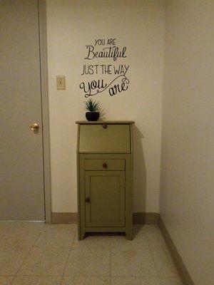 Cute lettering in the bathroom!