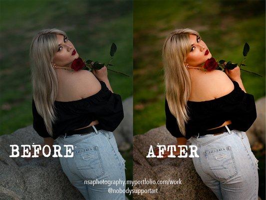 before/after - photo retouching (rose)