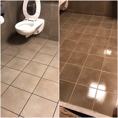 Tile and grout cleaned, color-sealed. We also used a protective coating that won't fade or stains for years to come.