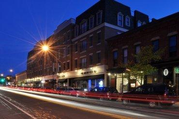 South and Hickory Place at night.