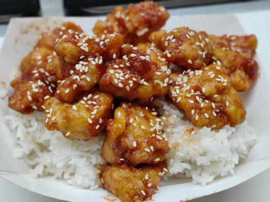 Sweet and Spicy chicken with rice