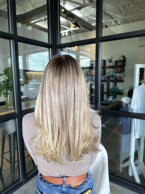 Soft and subtle blonde for this beauty