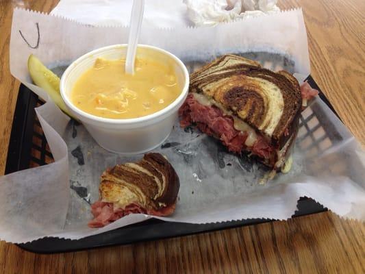 Beer cheese soup and Reuben. Sorry for bad photo, I already ate half.