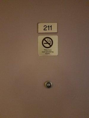 Room 211, stink stank stunk ! Cigarette stink so potent, bring your air freshener