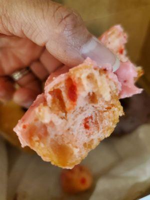 Strawberry baked into the dough