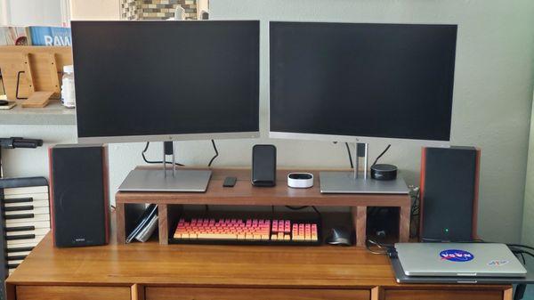 DIY monitor stand. Walnut with polycrylic finish.