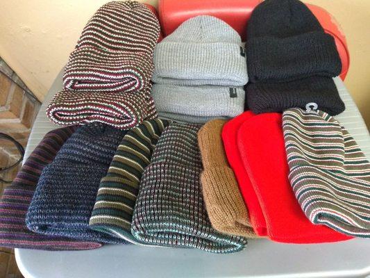 Knit hats.