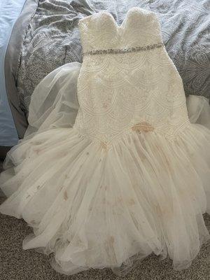 Stained wedding gown