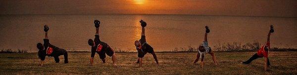 Kettlebells at sunrise