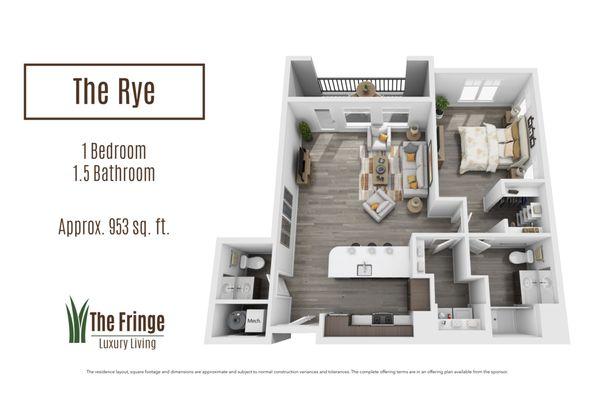 The Rye | 1 Bed, 1.5 Bath | 953 sqft