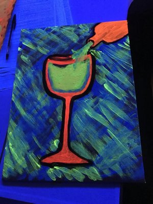 My painting from "Glow-in-the-dark Paint Night" a free class given on 2/09/18