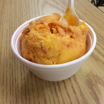 Mango with chile ice cream