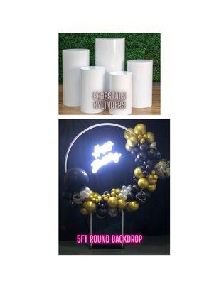 Round Cylinders, 5ft round Circle Backdrop w/Balloons