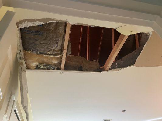 Hole his wife put in ceiling