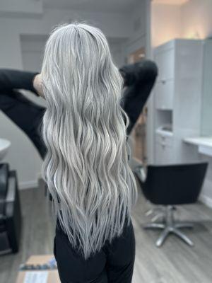 26 in icy blonde extensions