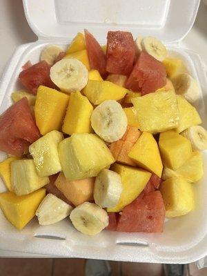 mixed fruit watermelon, cantaloupe, banana, mango