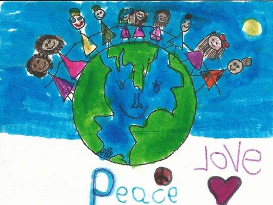 Art work by a 3rd grader for the compassion cards series.