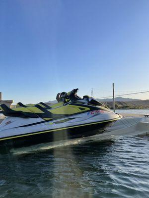 Jetski on dock.