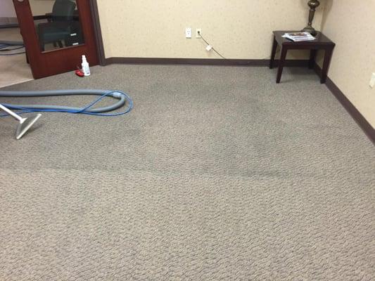 Steam cleaning same commercial carpet