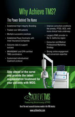 Achieve TMS East invites you to call to speak to a TMS Specialist to discuss the benefits of TMS Therapy and how it can help ...