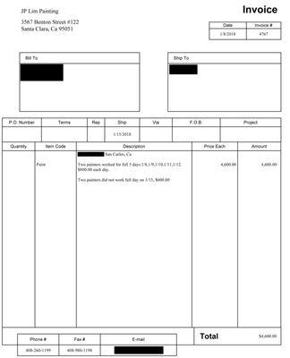 Absurd $4,600 painting invoice for a 2-bedroom apartment has less detail than my mechanic's sub-$100 oil change invoice