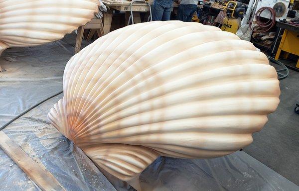 Giant clam shell half for custom beach chairs by Kihl Studios