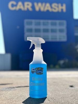 Enjoy a clear windshield EVERY wash at Okie with our new Glass Cleaner available in the vacuum bay to fulfill all your detailing needs!