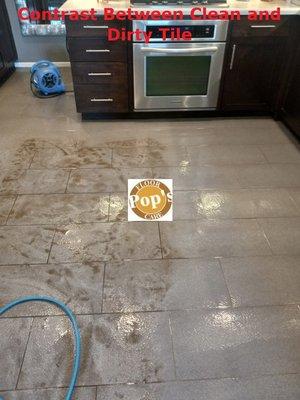 Ceramic tile and grout before and after cleaning!