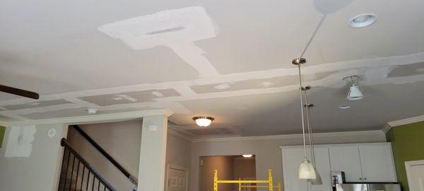 A major plumbing drywall ceiling repair after photos.