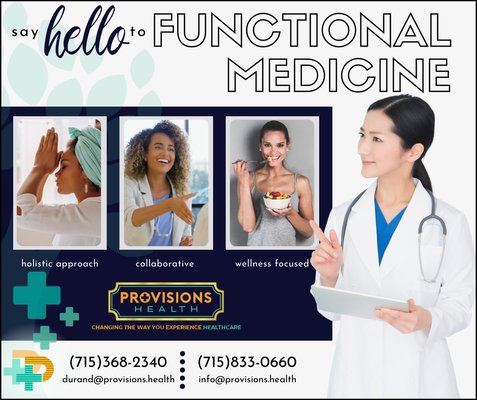 Provisions Health is offering FUNCTIONAL MEDICINE in your area. Have questions? We have answers.