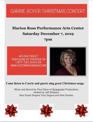 Carrie Boyer Christmas Concert @ Marion Ross Performance Art Center #marionrossperformancetheater