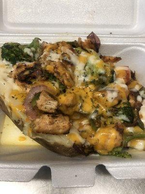 Chicken& broccoli stuffed potato